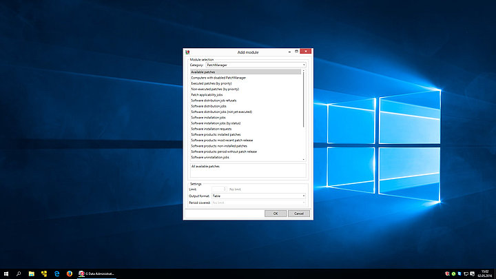 Screenshot G DATA Patch Management – Solicitar relatórios