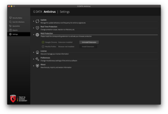 G DATA Antivirus Mac: configurações