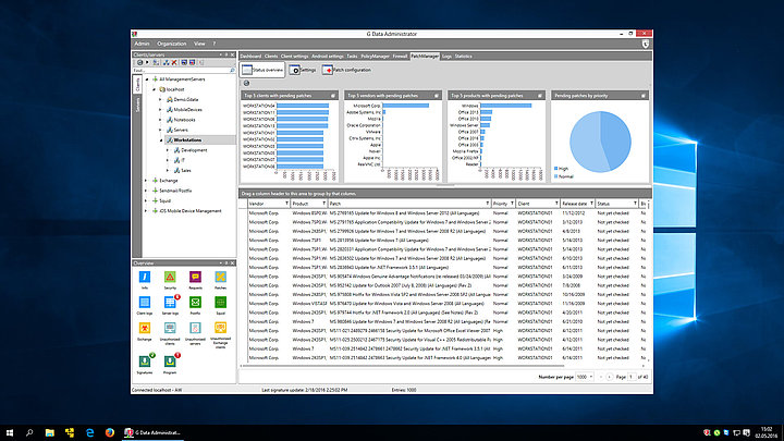 Screenshot G DATA Patch Management – Lista de patches disponíveis atualmente