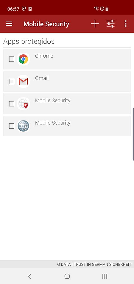 Captura de tela G DATA Mobile Security Android – Apps protegidos
