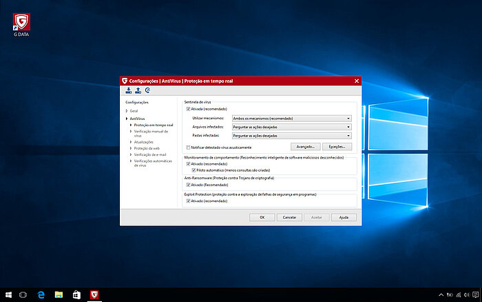 G DATA Antivirus: Proteção em tempo real